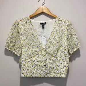 NWT Aqua Floral Chiffon Crop Top Women Size L